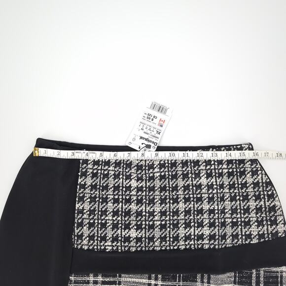 Desigual Women's Kape Black Herringbone Plaid Stetch Mini Skirt - Size L - NWT - Picture 9 of 15
